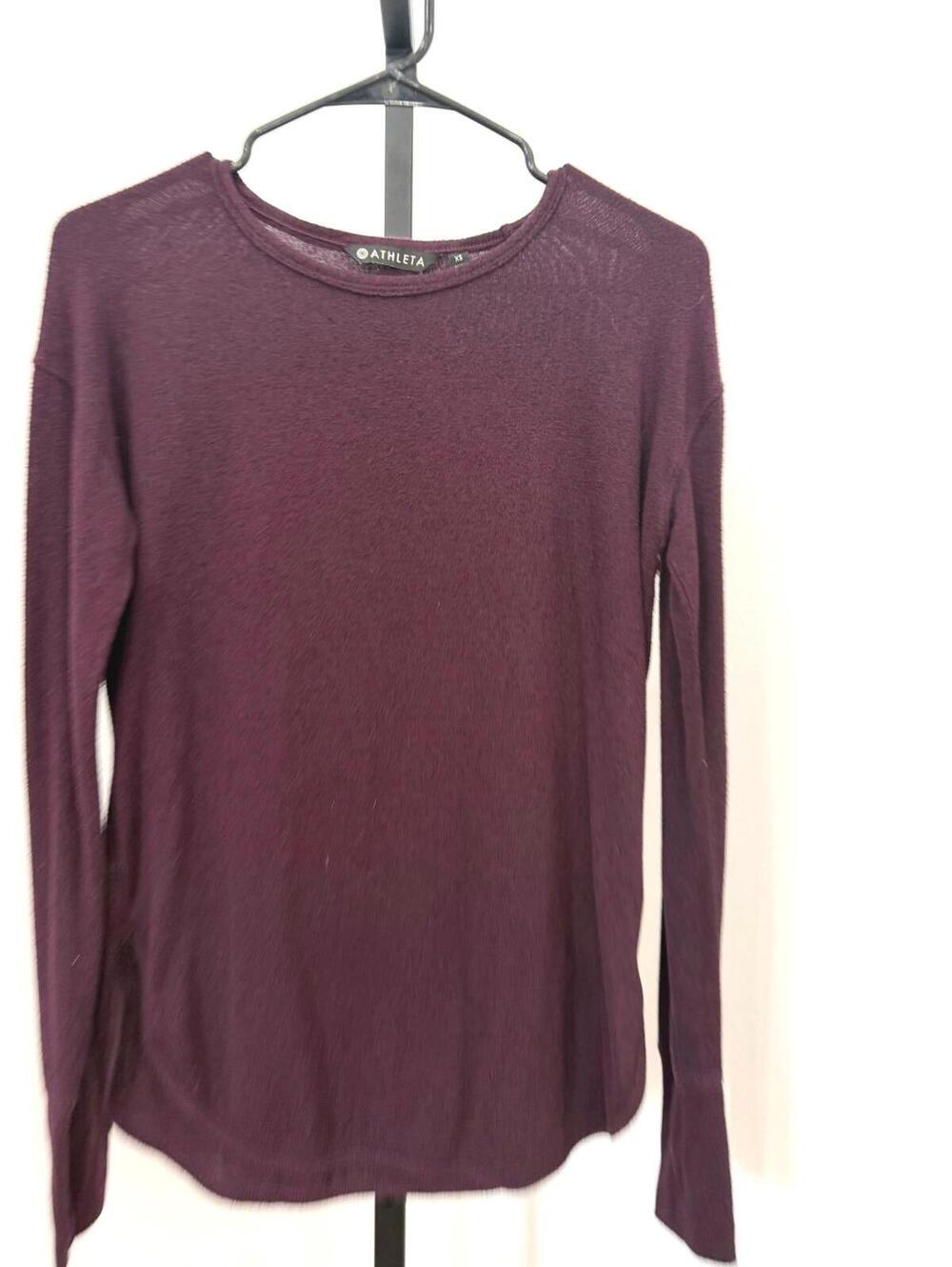 Athleta Women's Long Sleeve Rayon Blend Top XS Burgundy